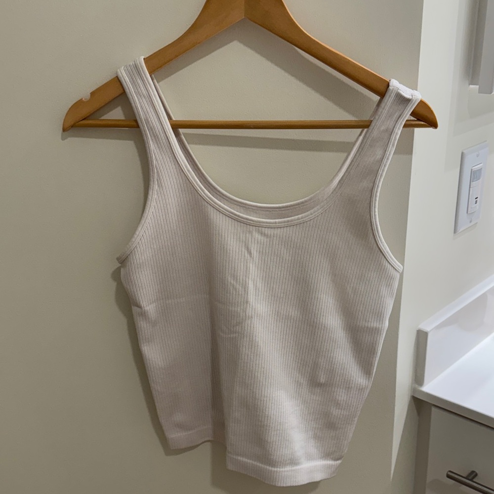 a new day Cream Ribbed Tank Top